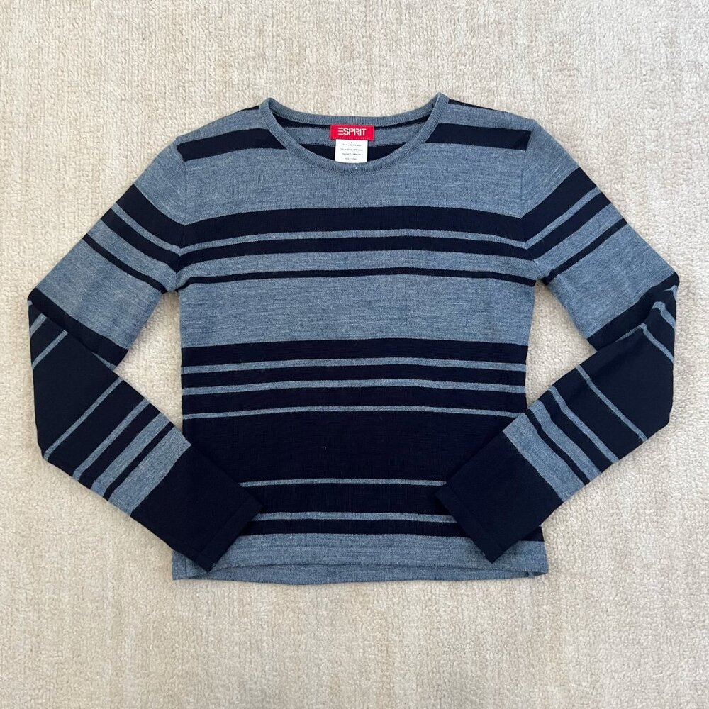 Esprit Striped Blue Wool Blend Sweater Knit Top S
